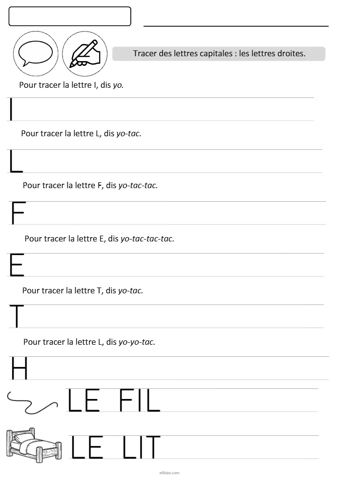 Fiches écriture des lettres capitales