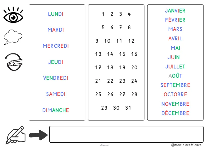 Outil individuel repérage et écriture de la date