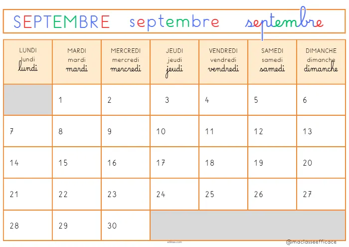 Calendrier 2026 - 2027